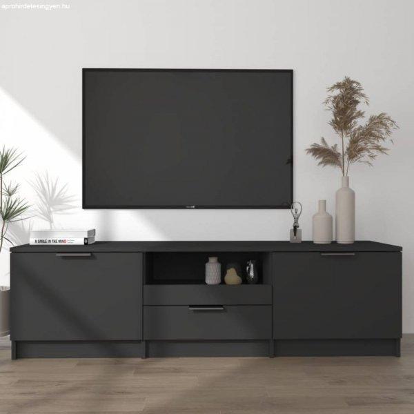 Fekete szerelt fa tv-szekrény 140x35x40 cm