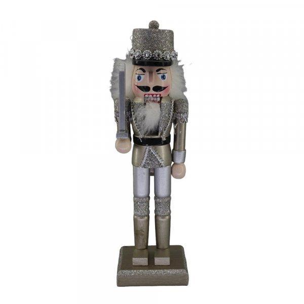 Fa Diótörő figura arany-ezüst karddal 25 cm