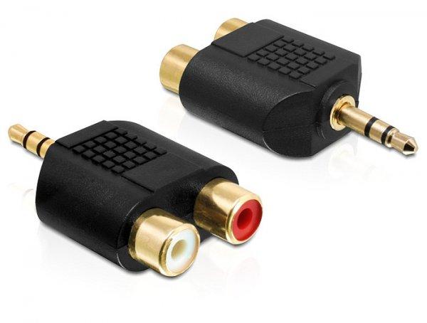 DeLock Adapter Audio Stereo plug 3.5 mm 3 pin > 2 x RCA jack Black