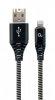 Gembird CC-USB2B-AMLM-1M-BW Premium cotton braided 8-pin cab