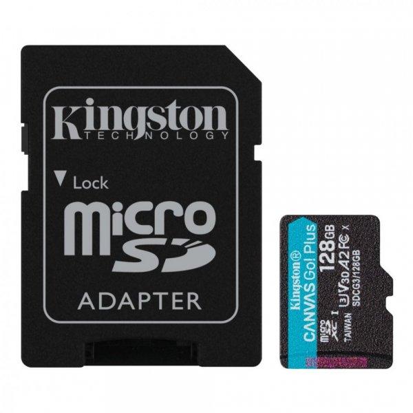 Kingston 128GB microSDXC Canvas Go! Plus Class 10 170R A2 U3 V30 Card +
adapterrel