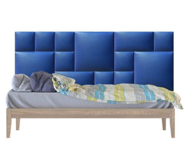 Műbőr falvédő-65 faldekoráció, falvédő ágy mellé (200x75 cm), kék
színű