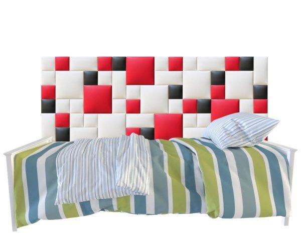 Műbőr falvédő-22 faldekoráció, házilag felrakható (200x75 cm) piros,
fehér, fekete falpanelekből