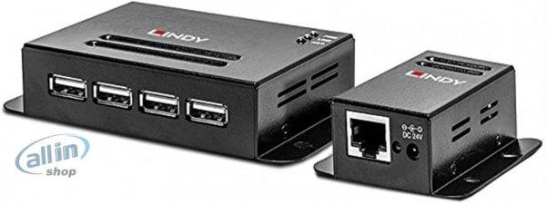 LINDY 50m 4 Port USB 2.0 Cat.5 Extender RJ45 USB extender RJ45 hálózati
kábelen keresztül