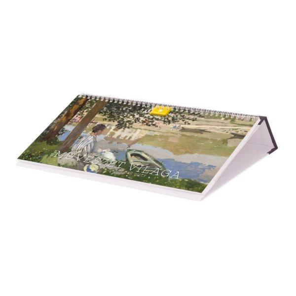 Asztali naptár fehér lapokkal 320 × 150 mm Művészet világa fekvő műbör
hátlappal fekete Dayliner 2024.
