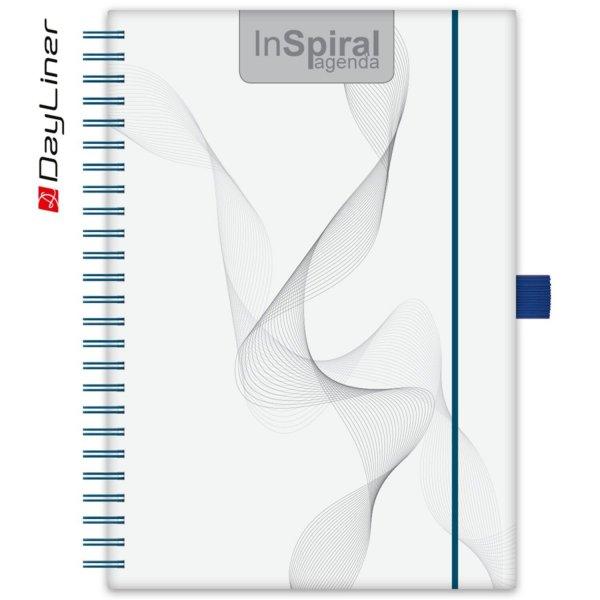 Határidőnapló InSpiral A5 heti fehér lapokkal Fehér-kék Dayliner 2024.