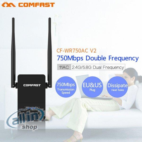 Comfast CF - WR750AC 750Mbps WiFi bővítő, kétsávos vezeték nélküli
átjátszó