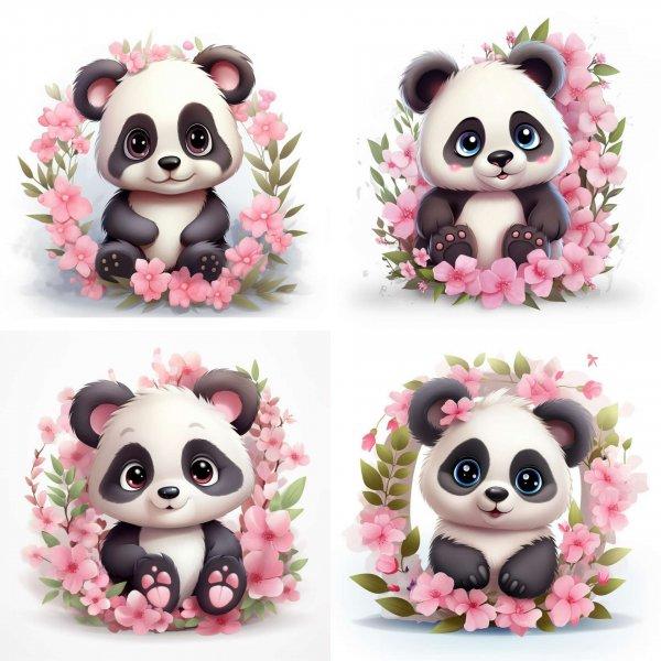 Rózsaszín virágos Pandamacis falmatrica | 8 + 24 db-os szett | 80 cm x 80 cm
- babaszoba faldekoráció