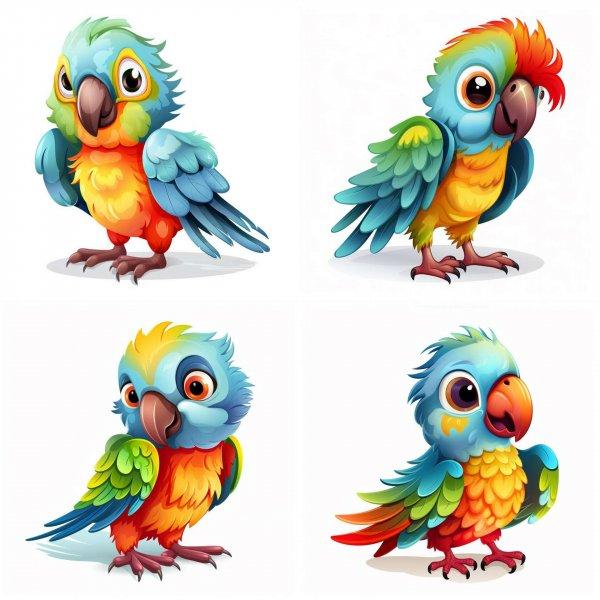 Színes Papagájos falmatrica | 36 db-os szett | 80 cm x 80 cm - babaszoba
faldekoráció