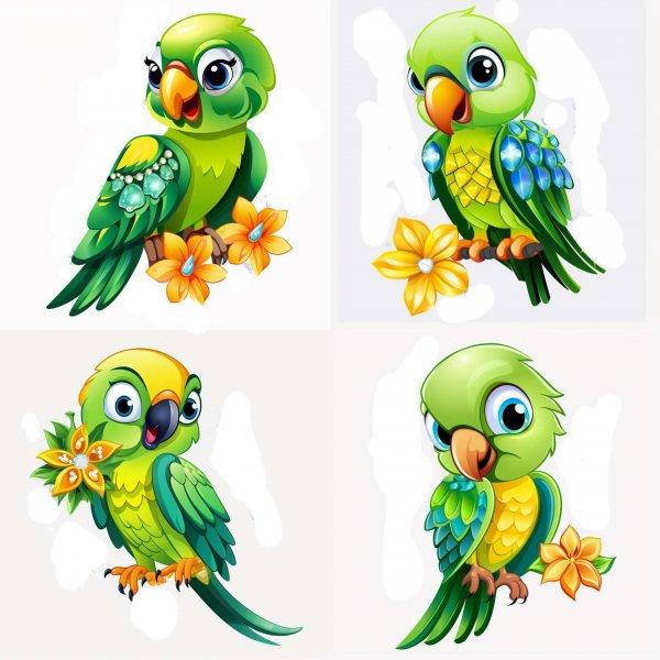 Papagájos falmatrica, zöld Lórik | 8 + 24 db-os szett | 80 cm x 80 cm -
babaszoba faldekoráció
