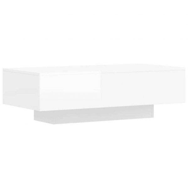 Magasfényű fehér szerelt fa dohányzóasztal 100 x 49,5 x 31 cm