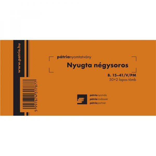 Nyugta Pátria, 4 soros, 50 x 2 lap, B.15-41/V