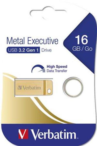 Pendrive, 16GB, USB 3.2, VERBATIM "Executive Metal" arany
