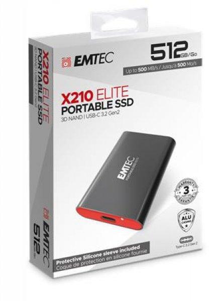 SSD (külső memória), 512GB, USB 3.2, 500/500 MB/s, EMTEC "X210"
