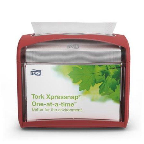 Szalvéta adagoló, 16,9x20,1x14,1 cm, asztalra helyezhető, N4 rendszer,
Signature line, TORK "Xpressnap®", vörös