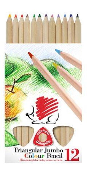 Színes ceruza készlet, háromszögletű, vastag, natúr, ICO
"Süni", 12 különböző szín