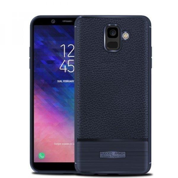 Samsung Galaxy A6 (2018) Szilikon Tok Prémium Szálcsiszolt-Bőrmintázattal
Sötétkék