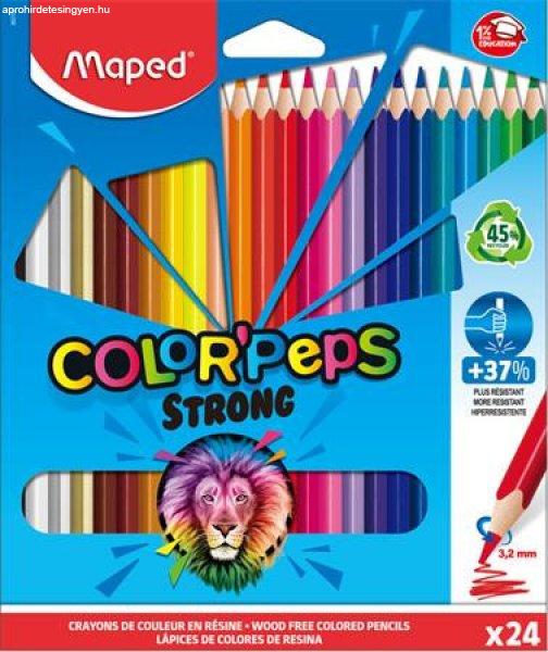 Színes ceruza készlet, háromszögletű, MAPED "Color'Peps
Strong", 24 különböző szín