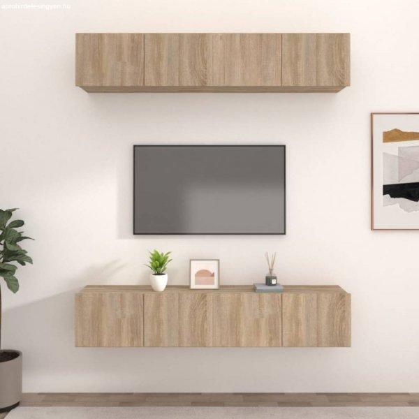 4 db sonoma-tölgy színű szerelt fa TV-szekrény 80 x 30 x 30 cm
