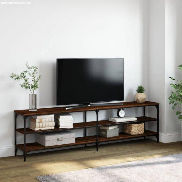 Barna tölgyszínű szerelt fa és fém TV-szekrény 180x30x50 cm
