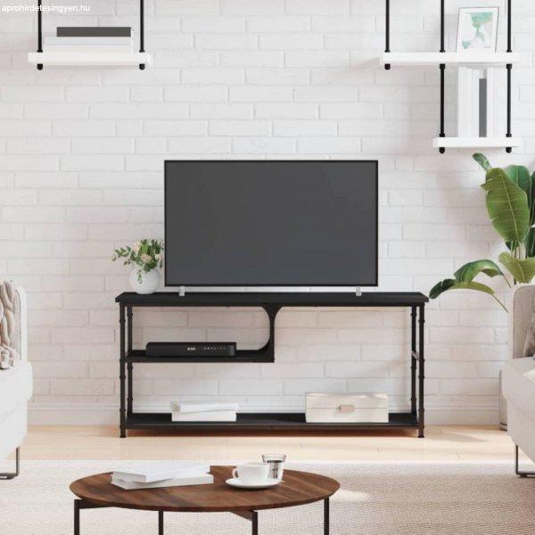Fekete szerelt fa és acél TV-szekrény 103 x 38 x 46,5 cm