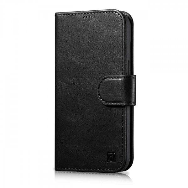 iCarer Oil Wax Wallet Case 2in1 iPhone 14 Pro Flip bőr tok Anti-RFID fekete
(WMI14220722-BK)