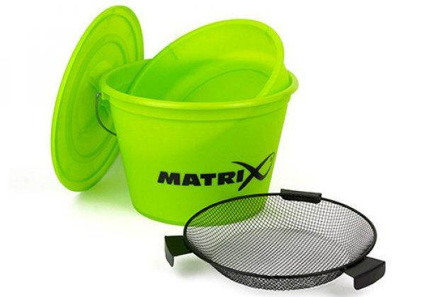 Fox Matrix Bucket Set - Lime 20l etetőanyag keverő vödör tállal, szitával
és tetővel (GBT020)