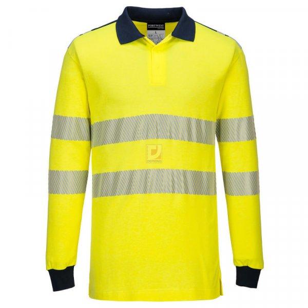 Portwest WX3 FR Hi-Vis Polo Shirt (sárga / tengerészkék XL)