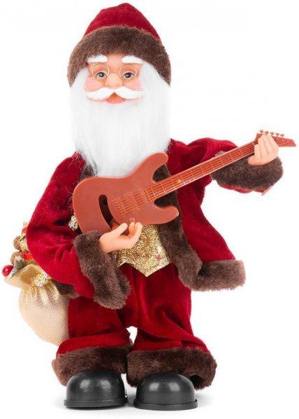 MagicHome karácsonyi dekoráció, Mikulás gitárral, 35 cm, zenélő