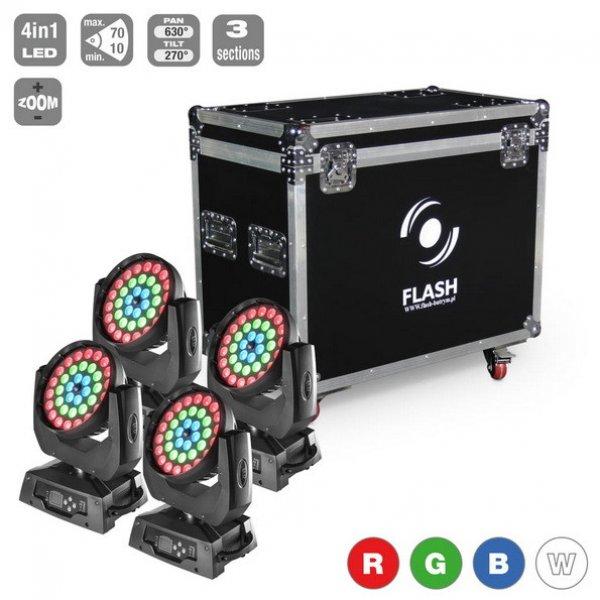 FLASH 4x LED Moving Head 36x10W 4in1 ZOOM 3 sec