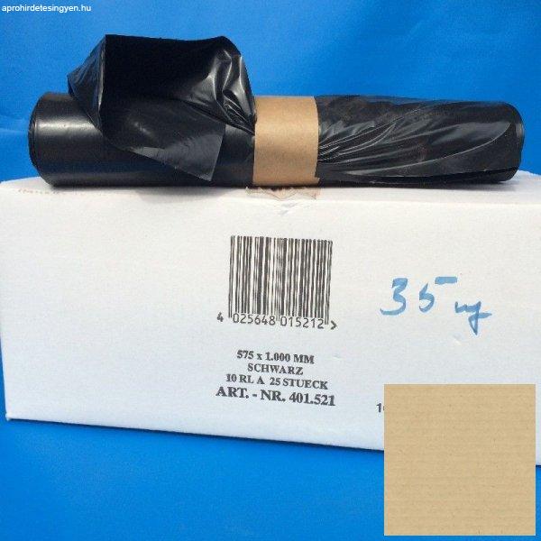 Zsák LDPE/reg 575x1000mm/35mikron, fekete, 25db/tek., 250db/#