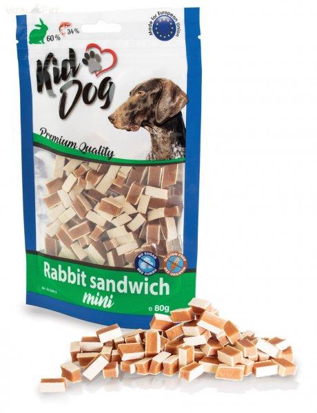 KidDog jutalomfalat kutyáknak - Rabbit sandwich Mini - mini szendvics nyúl 60%
tőkehal 34% 80g