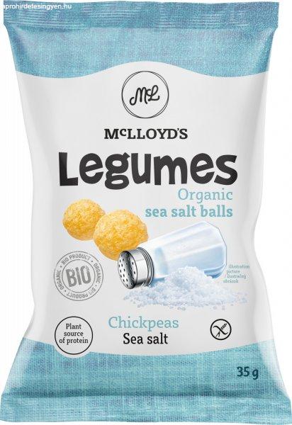 Mclloyds bio legumes extrudált snack csicseriborsó golyó tengeri sóval 35 g
