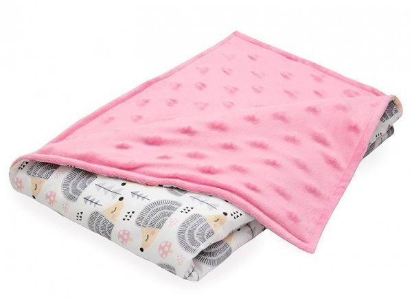 Scamp Minky kétoldalú takaró 75*100 cm - Pink Hedgehog Grey