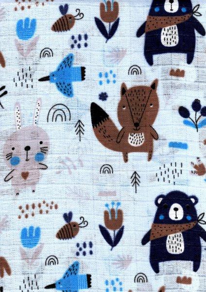 Mintás textil pelenka 1db-os - kék erdei barátok 