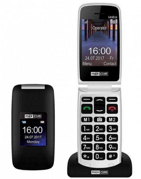 Maxcom MM824 kártyafüggetlen mobiltelefon, extra nagy gombokkal,
vészhívóval fekete (magyar nyelvű menüvel)