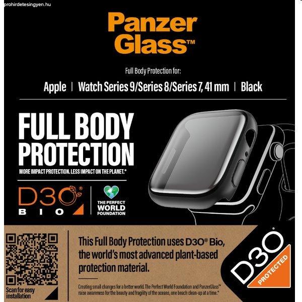 Full Body D3O PanzerGlass edzett üveg Apple Watch 9/8/7 41 mm számára, fekete