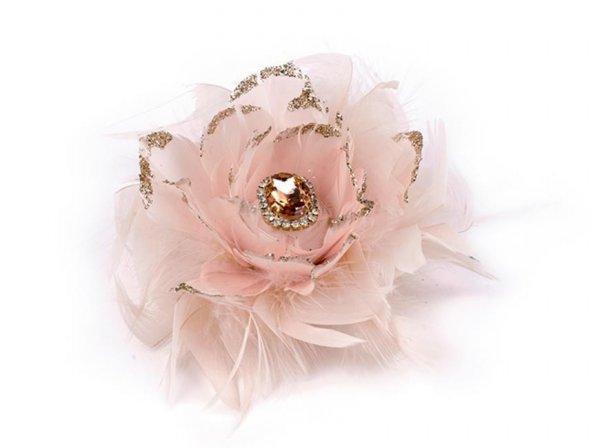 MagicHome karácsonyi virág csíptetővel, rózsaszín pelyhes, csipesszel, 11
cm