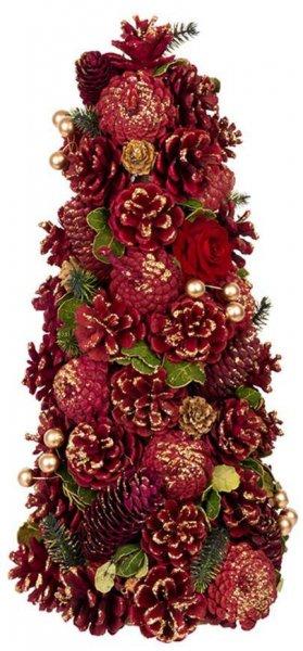 Karácsonyfa MagicHome Karácsony, feldíszített, natúr, piros-arany, 40 cm