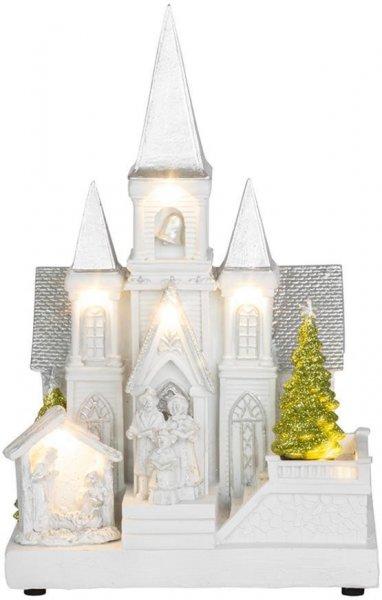MagicHome karácsonyi dekoráció, Templom Betlehemmel, 6 LED fehér, 3x AA,
belső, 17 x 13 x 25 cm