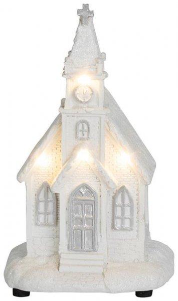 MagicHome karácsonyi dekoráció, Fehér templom, 4 LED meleg fehér, 2x AAA,
belső, 10 x 9 x 17 cm, ter