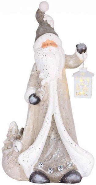 MagicHome karácsonyi dekoráció, Mikulás lámpással, 1 LED, 2x AAA,
kerámia, 34 x 21 x 65 cm