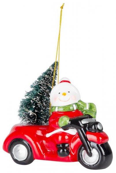 MagicHome karácsonyi dekoráció, Hóember autóban, LED, terrakotta, 12,5 x 6
x 11,8 cm
