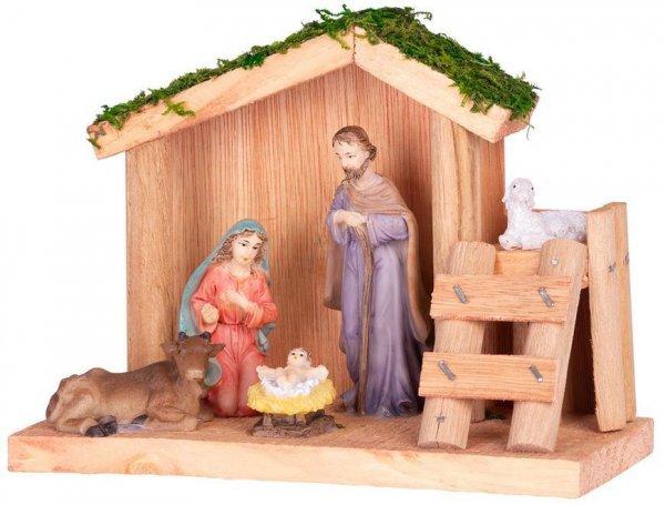 MagicHome karácsonyi dekoráció, Betlehem, fa, poligyanta, 15 cm