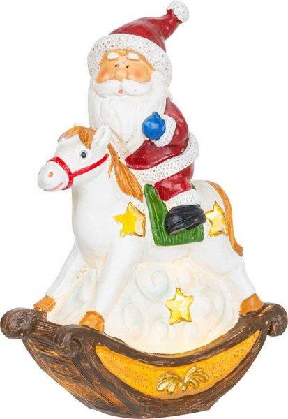 MagicHome karácsonyi dekoráció, Mikulás lovon, LED, poligyanta, 12 x 5,5 x
18 cm