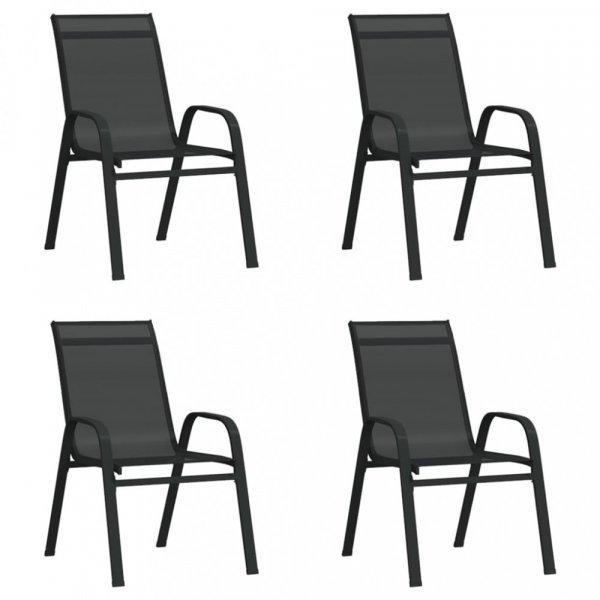4 db fekete textilén rakásolható kerti szék