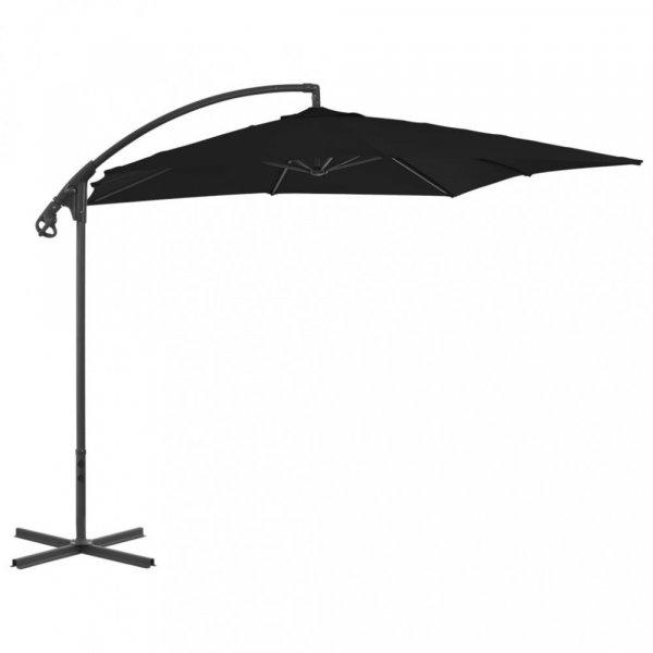 Fekete konzolos napernyő acélrúddal 250 x 250 cm