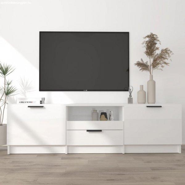 Fehér magasfényű szerelt fa TV-szekrény 140x35x40 cm