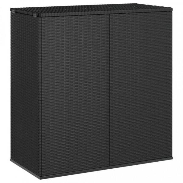 Fekete polyrattan kerti párnatartó doboz 100 x 49 x 103,5 cm