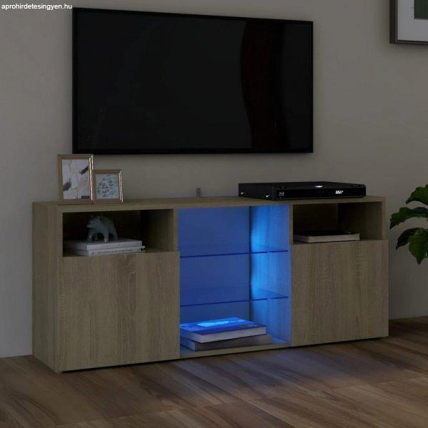 Sonoma tölgy színű TV-szekrény LED lámpákkal 120x30x50 cm